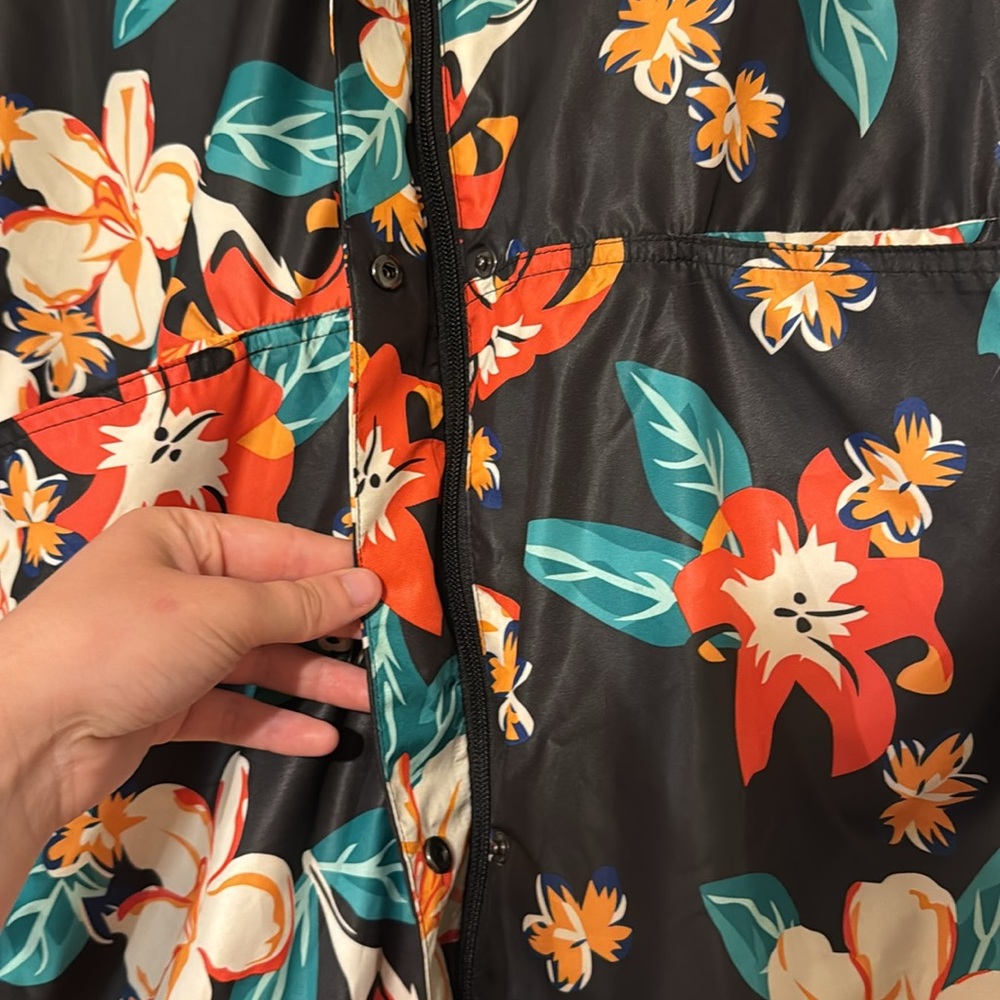 Zara Oversized Floral Hooded Raincoat Size Medium - Picture 7 of 10
